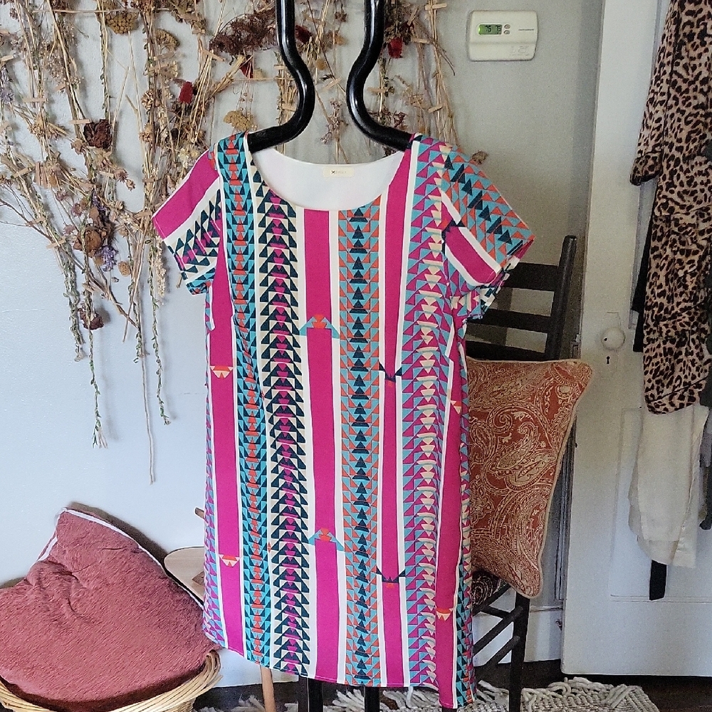 Everly Pink and White Dress
